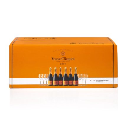 Veuve Clicquot 6pk W/ 6 Champagne Glasses